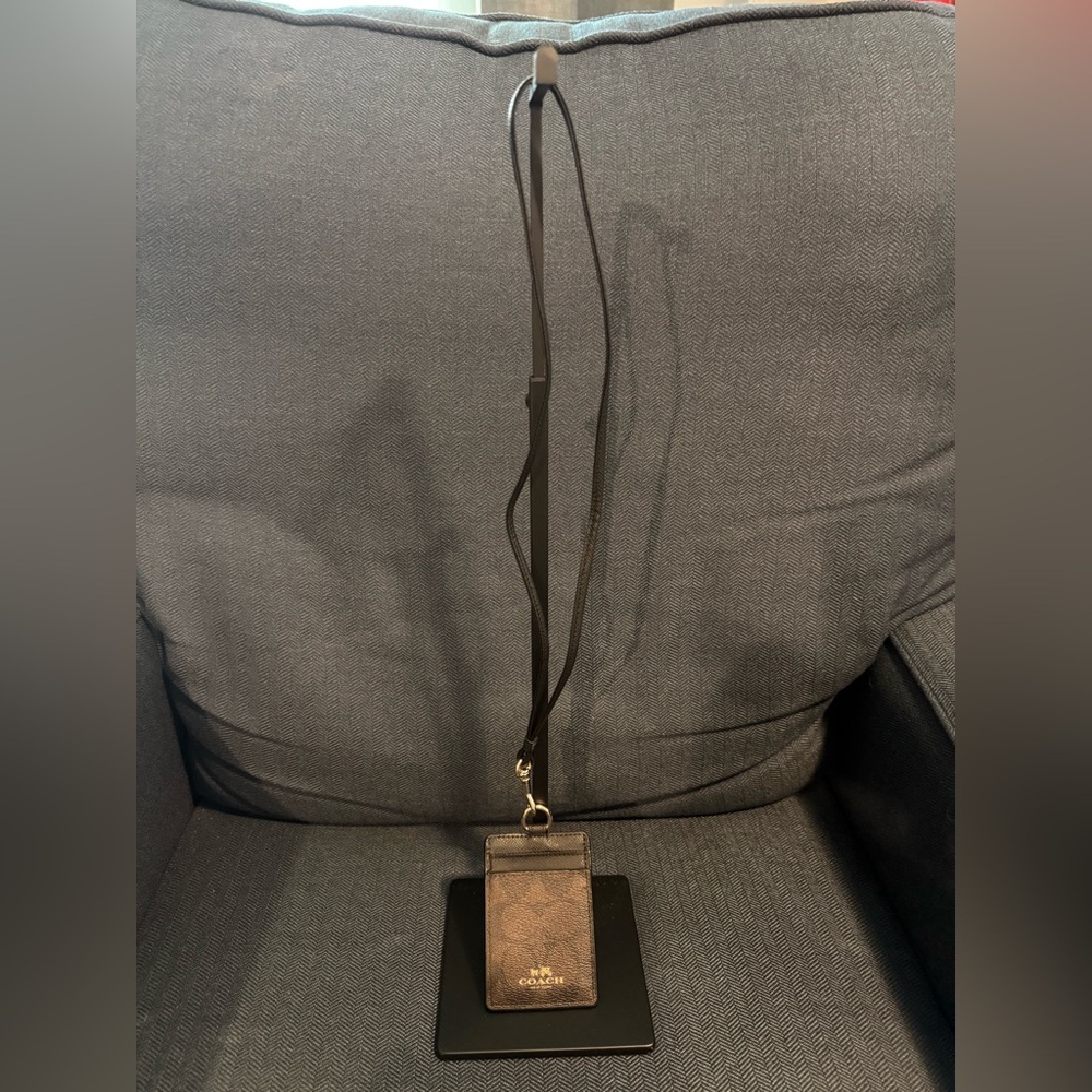 Coach Black and Brown Lanyard ID‎ Holder
